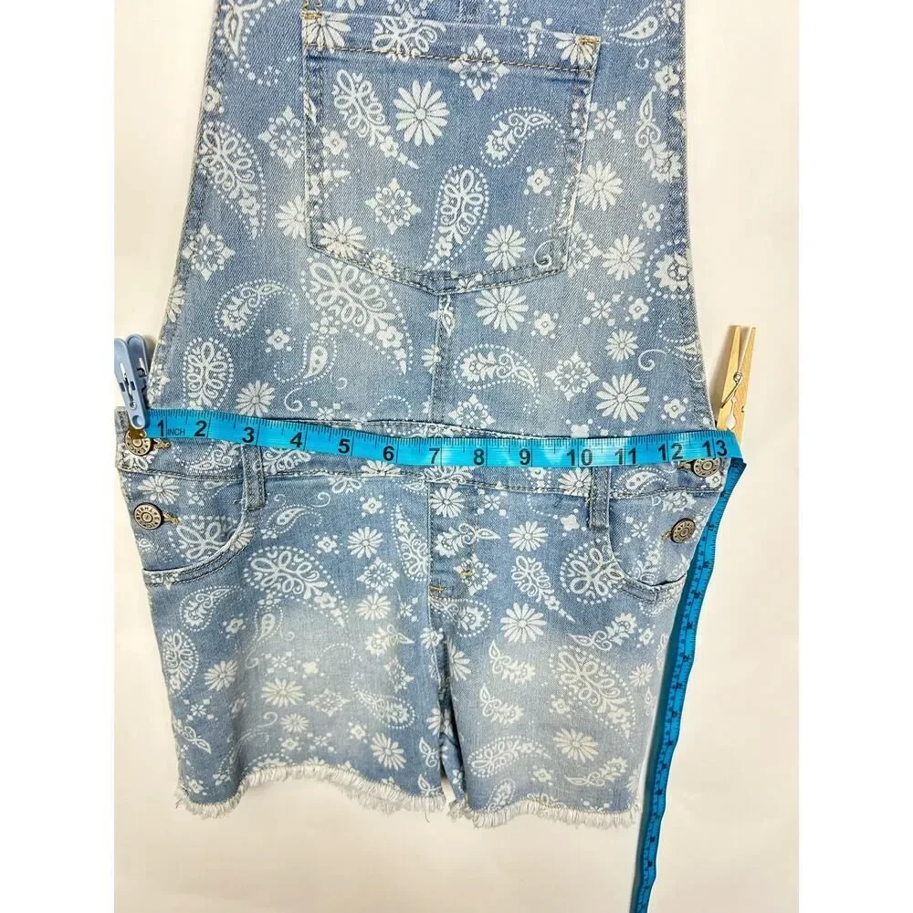 Epic Threads Girls Light-wash Paisley Overalls‎ Size 12